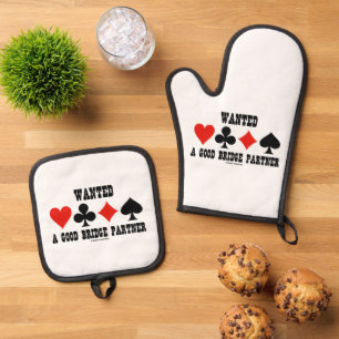Wanted A Good Bridge Partner Four Card Suits Oven Mitt & Pot Holder Set