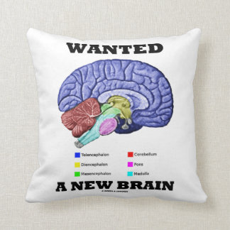 Wanted A New Brain (Anatomical Brain Attitude) Cushion
