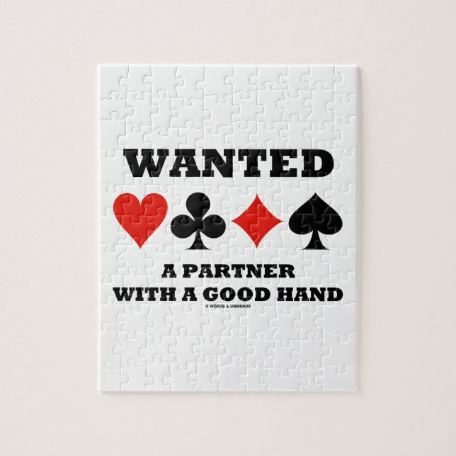 Wanted A Partner With A Good Hand Four Card Suits Jigsaw Puzzle (Vertical)