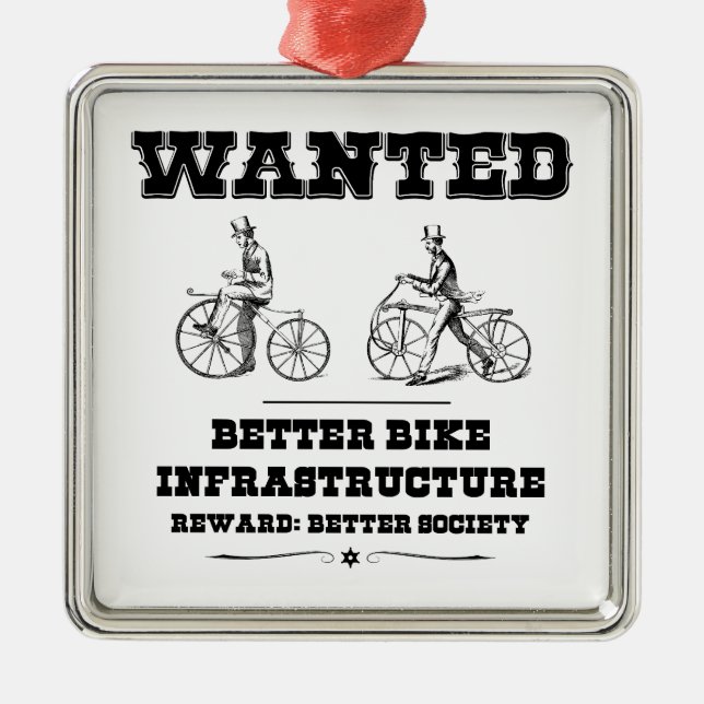Wanted Better Bike Infrastructure Metal Tree Decoration (Front)