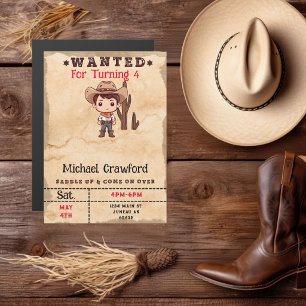Wanted Birthday Boy Country Western Magnetic Invitation