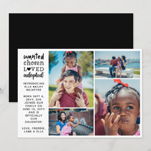 Wanted Chosen Loved Adopted 4 Photo Collage Announcement