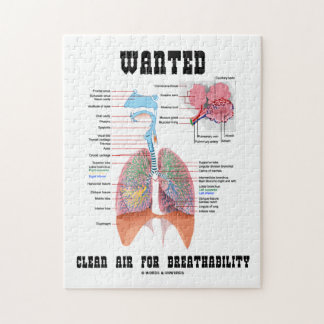 Wanted Clean Air For Breathability Respire Humour Jigsaw Puzzle