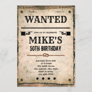 Wanted cowboy birthday Invitation