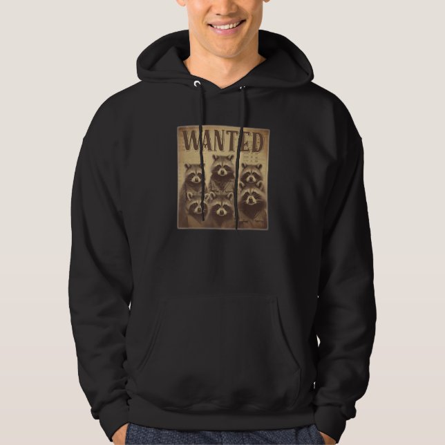 Wanted Criminal Raccoons Mugshot Funny Garbage Gan Hoodie (Front)