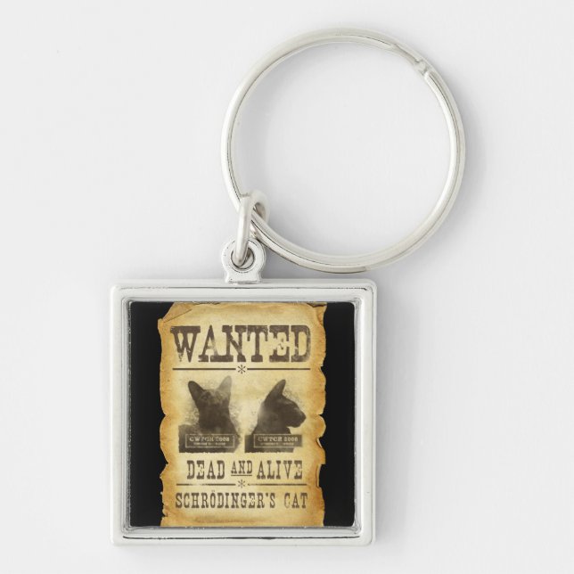 Wanted dead and alive.  Schroedinger's cat. Key Ring (Front)