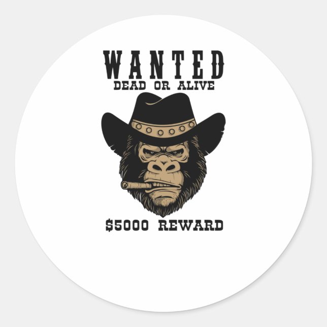 Wanted Dead or Alive Classic Round Sticker (Front)