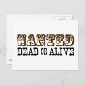 Wanted Dead Or Alive Postcard (Front/Back)