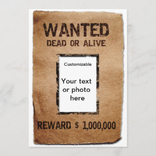 Wanted Dead or Alive Poster Invitation