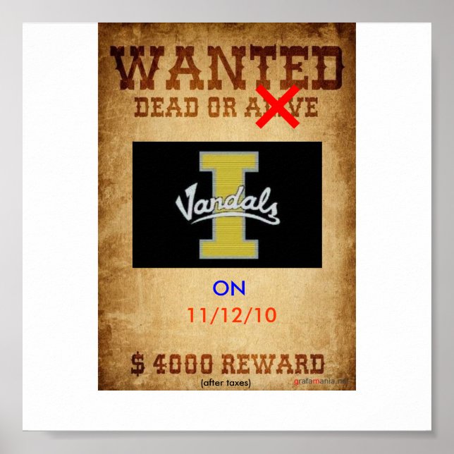 Wanted Dead or Alive-Vandals Poster (Front)