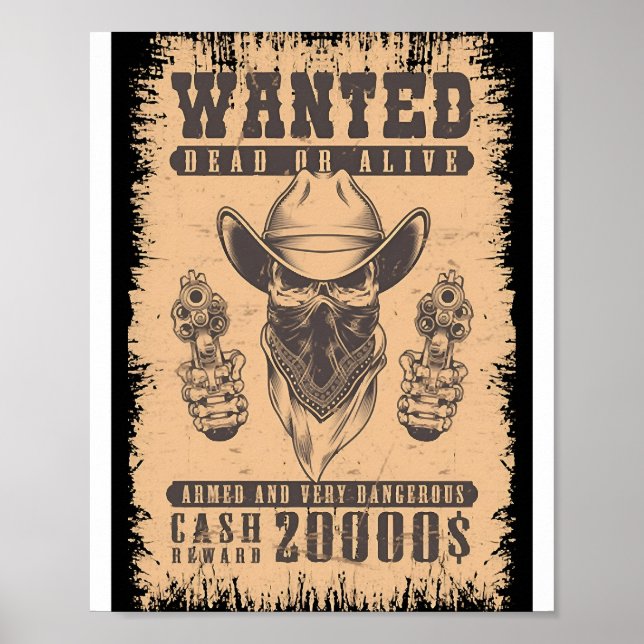 Wanted Dead Or Alive vintage Poster (Front)