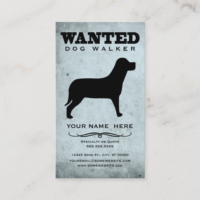 wanted : dog walker business card (Front)