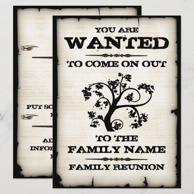 Wanted Family Reunion Invitation (Front/Back)