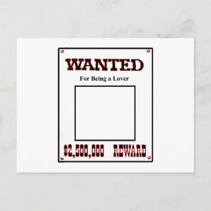Wanted For Being A Lover Red The MUSEUM Zazzle Gif Postcard