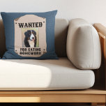 Wanted For Eating Homework Custom Dog Photo Cushion<br><div class="desc">This fun throw pillow is ready to be customised with a photo of your dog (or any other pet) and is in the style of old fashioned western wanted poster with the text WANTED FOR EATING HOMEWORK.</div>