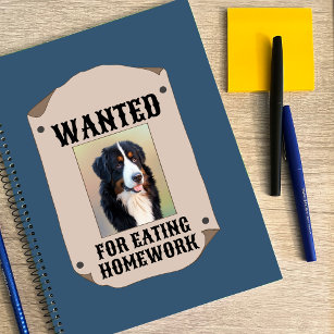 Wanted For Eating Homework Custom Dog Photo Notebook