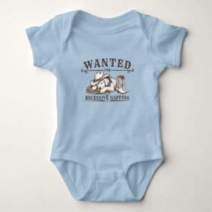 Wanted for Excessive Napping Funny Western Design Baby Bodysuit