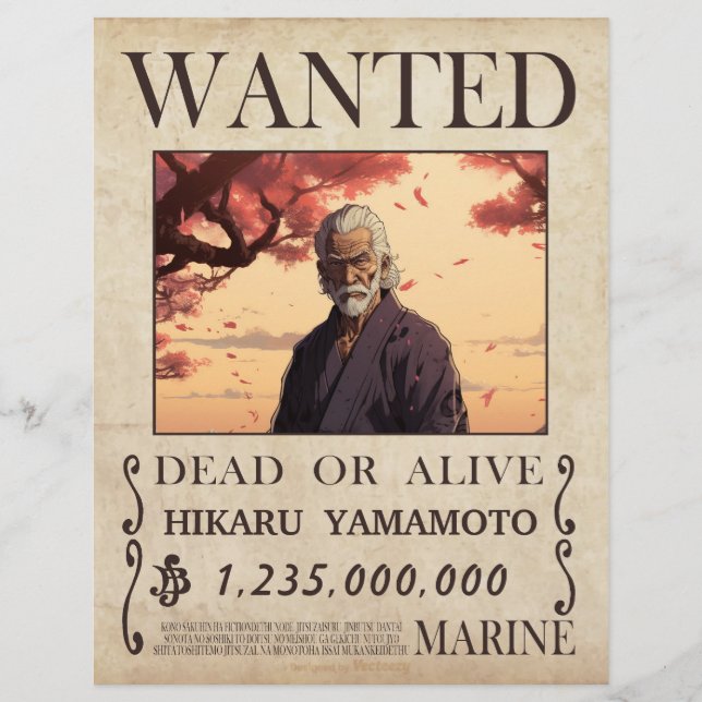 Wanted for reward poster custom letterhead (Front)