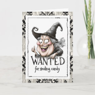 Wanted for Stealing Candy Witch Card