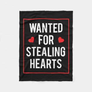 Wanted For Stealing Hearts Valentines Kids Adults Fleece Blanket