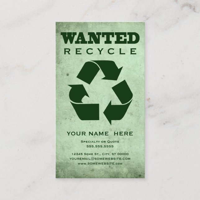 wanted : green corp business card (Front)