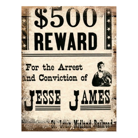 Wanted Jesse James Postcard