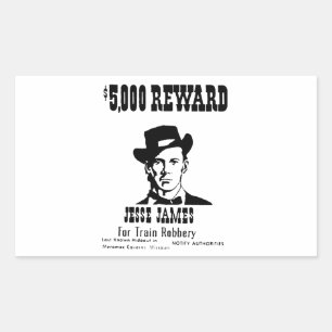 Wanted Jesse James Rectangular Sticker