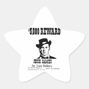 Wanted Jesse James Star Sticker
