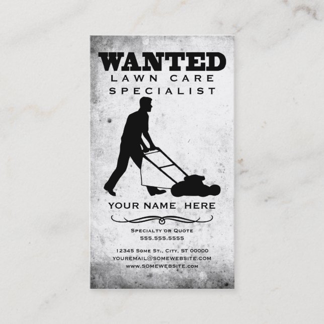 wanted : lawn care specialist business card (Front)