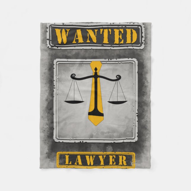 Wanted lawyer, scales, yellow tie, grey fleece blanket (Front)