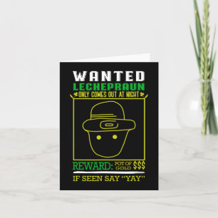 Wanted Leprechaun Gold Reward - Pot Of Gold  Card
