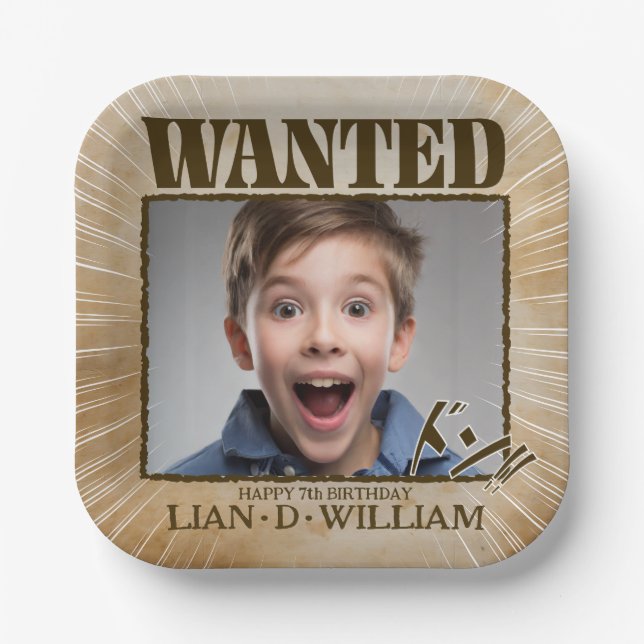  WANTED! manga style party Invitation card Paper Plate (Front)