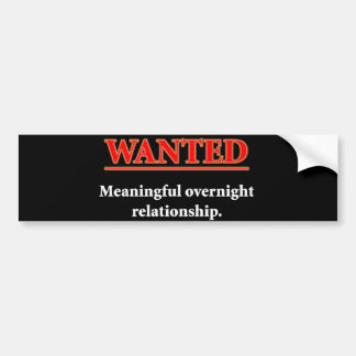 WANTED - Meaningful Overnight Relationship Bumper Sticker