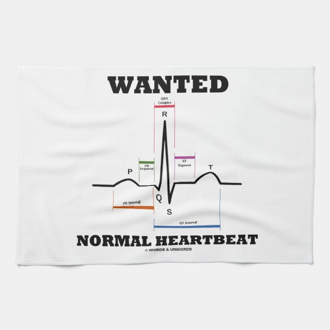 Wanted Normal Hearbeat (ECG/EKG Electrocardiogram) Tea Towel (Horizontal)