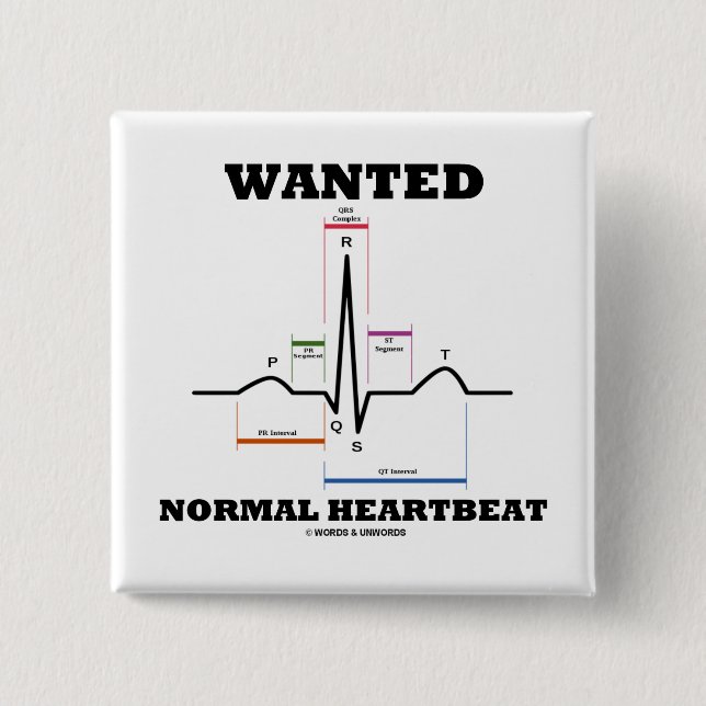 Wanted Normal Heartbeat (Electrocardiogram) 15 Cm Square Badge (Front)