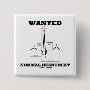 Wanted Normal Heartbeat (Electrocardiogram) 15 Cm Square Badge