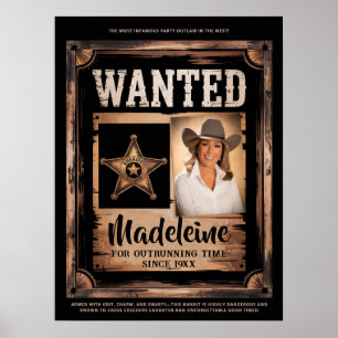 Wanted Old Wild West Rustic Fun Party Welcome Poster