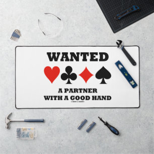 Wanted Partner With A Good Hand Bridge Card Suits Desk Mat