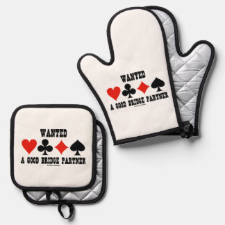 Wanted Partner With A Good Hand Bridge Card Suits Oven Mitt & Pot Holder Set