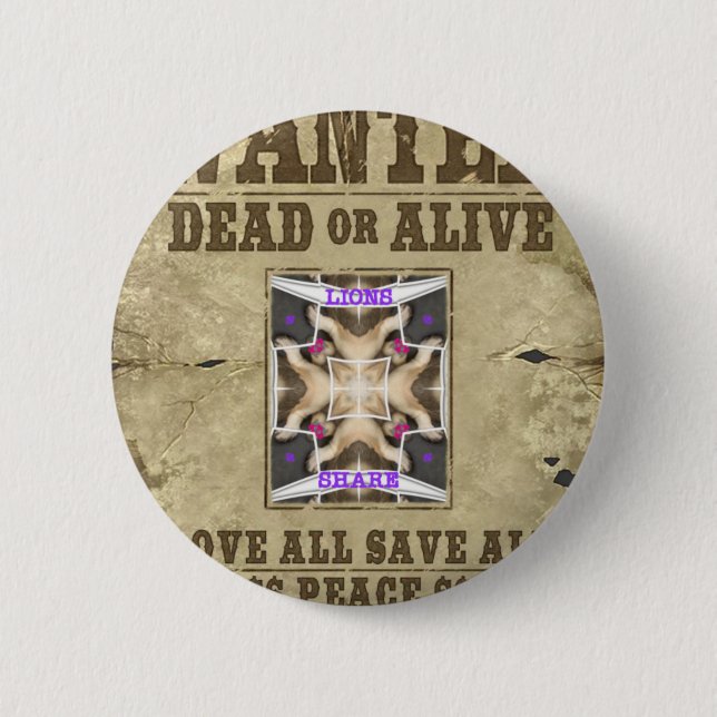 Wanted Peace 6 Cm Round Badge (Front)