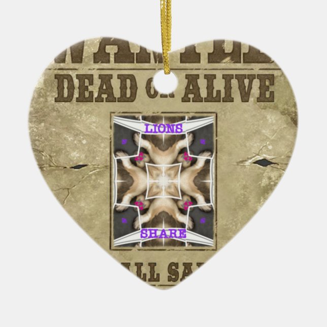 Wanted Peace Ceramic Tree Decoration (Front)