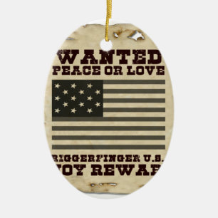 Wanted Peace Inspired Text Design Ceramic Tree Decoration