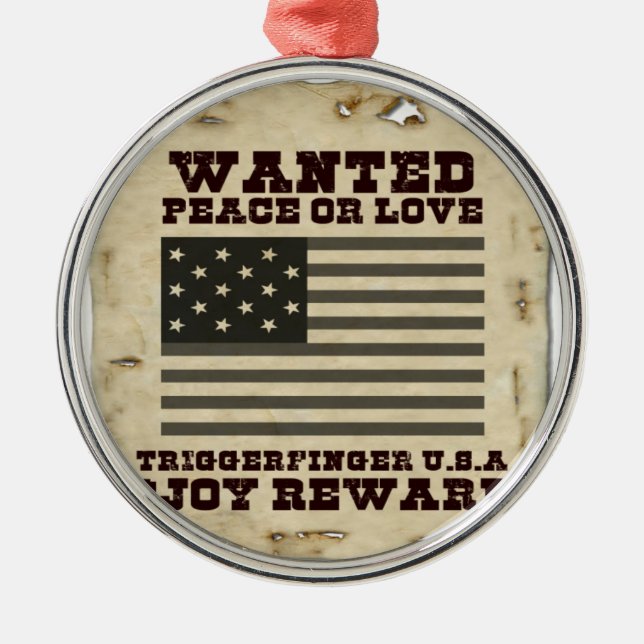 Wanted Peace Inspired Text Design Metal Tree Decoration (Front)