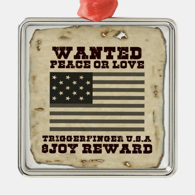 Wanted Peace Inspired Text Design Metal Tree Decoration (Front)