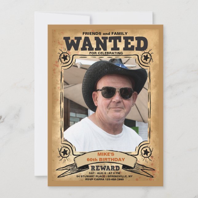 Wanted Photo Frame Invitation (Front)