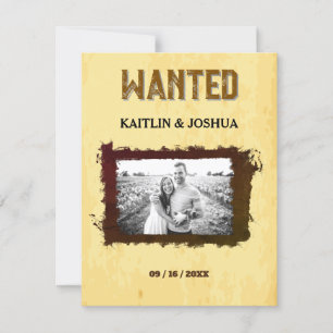WANTED Photo  🤠 Rustic Western Wedding RSVP Card