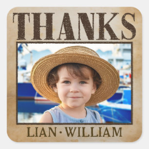 WANTED! Pirates birthday party thanks stickers