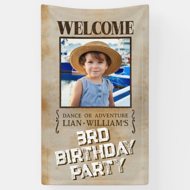 WANTED! Pirates birthday party Welcome Banner (Vertical)