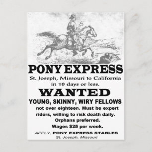 Wanted Pony Express Rider Postcard