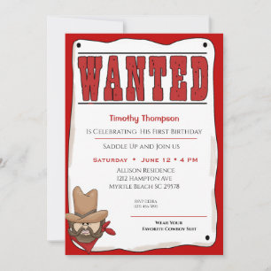 Wanted Poster Birthday Invitation
